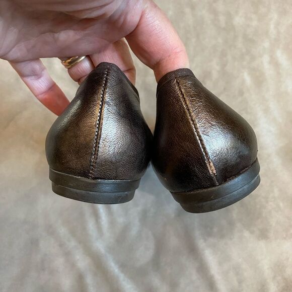 Vintage Sesto Meucci Bronze Metallic Leather Flats Women Size 9 - Picture 4 of 8